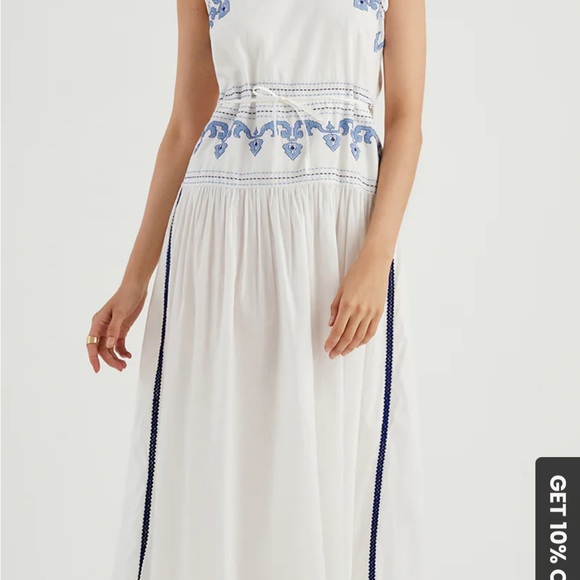 Italian Coast Embroidered Long Dress, Like New (M) - Picture 3 of 5